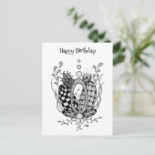 Tangle Art: Florales Design, Ovale -  ポストカード (スタンド正面)