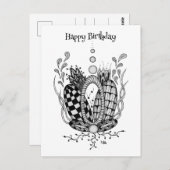 Tangle Art: Florales Design, Ovale -  ポストカード (正面/裏面)