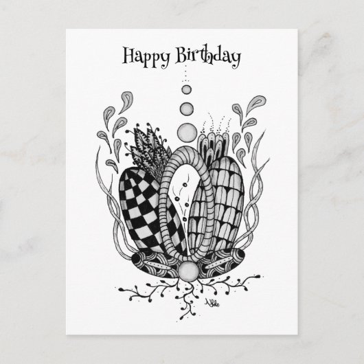 Tangle Art: Florales Design, Ovale -  ポストカード (正面)