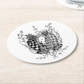 Tangle Art: Florales Design, Ovale - ラウンドペーパーコースター (アングル)