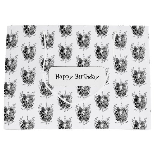 Tangle Art: Florales Design, Ovale -  ラージペーパーバッグ (正面)