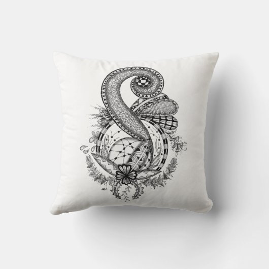 Tangle Art: Florales Motiv -  クッション (裏面)