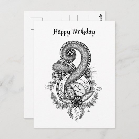 Tangle Art: Florales Motiv -  ポストカード (正面/裏面)