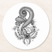 Tangle Art: Florales Motiv -  ラウンドペーパーコースター (正面)