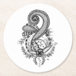 Tangle Art: Florales Motiv -  ラウンドペーパーコースター