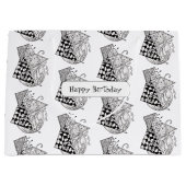 Tangle Zeichnung Geometrisch, Dreiecke –  ラージペーパーバッグ (正面)