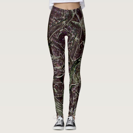 Tangled Branches Abstract 101  Green Leggings レギンス (正面)