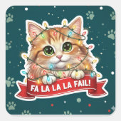 Tangled Christmas Lights Cat Sticker – Cute cat スクエアシール (正面)