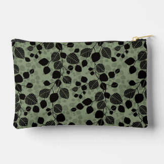 Tangled Foliage Canopy Black Botanical Silhouette アクセサリーポーチ