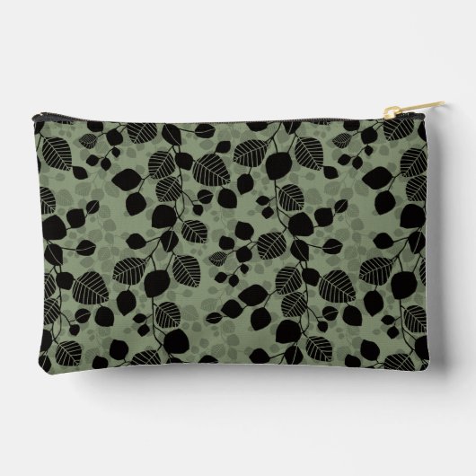 Tangled Foliage Canopy Black Botanical Silhouette アクセサリーポーチ (裏面)