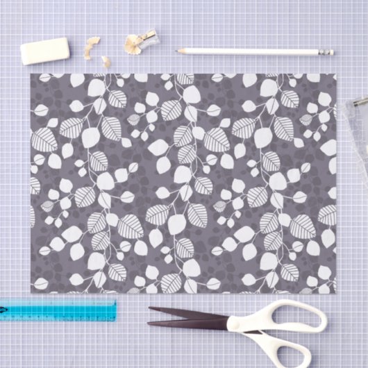 Tangled Foliage Canopy Botanical Leaves Silhouette 薄葉紙 (クラフト)