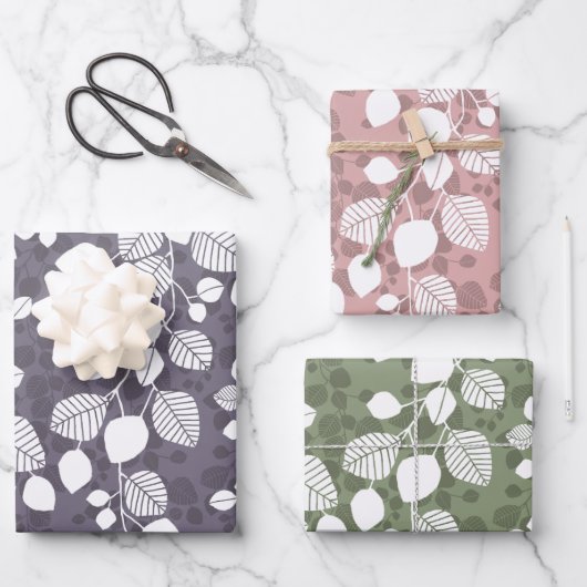 Tangled Foliage Canopy Modern Botanical Silhouette ラッピングペーパーシート (正面)