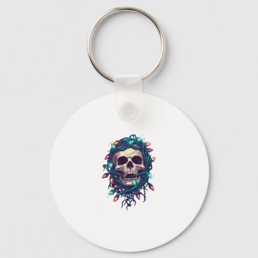 Tangled Skullmas � Funny Xmas Skeleton キーホルダー (正面)