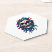 Tangled Skullmas � Funny Xmas Skeleton ペーパーコースター (アングル)
