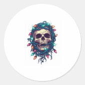 Tangled Skullmas � Funny Xmas Skeleton ラウンドシール (正面)