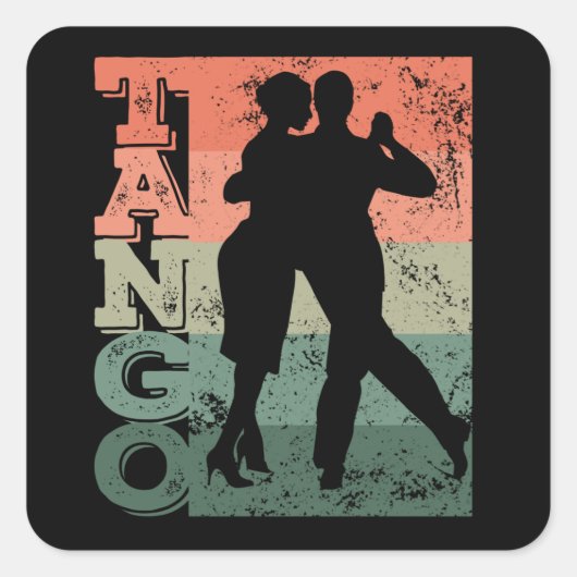 Tango Argentino Retro Vintage Tango Vals Tango スクエアシール (正面)