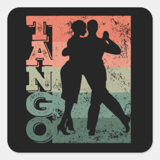 Tango Argentino Retro Vintage Tango Vals Tango スクエアシール
