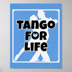 Tango for Life Blue Argentinaハート・カップル ポスター