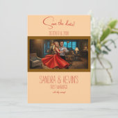 Tango Red Dress Wedding Save the Date 招待状 (スタンド正面)