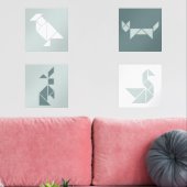 Tangram animals nursery wall art set (リビング)