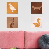 Tangram animals nursery wall art set (リビング)