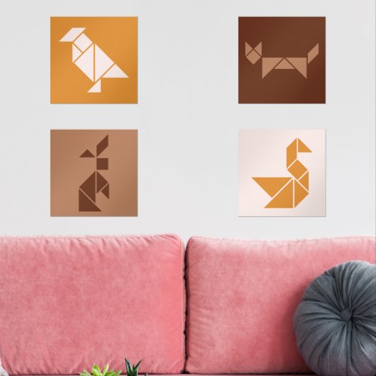Tangram animals nursery wall art set (リビング)