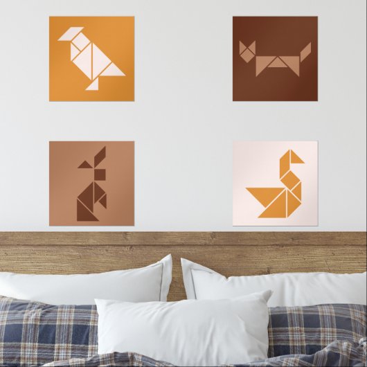 Tangram animals nursery wall art set (寝室)