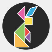 tangram rabbit coelho ラウンドシール (正面)