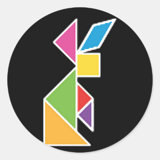 tangram rabbit coelho ラウンドシール