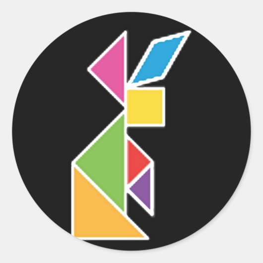 tangram rabbit coelho ラウンドシール (正面)