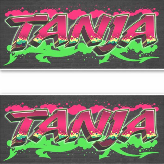 Tanja Vorname Name Graffiti Aufkleber Sticker シール (正面)