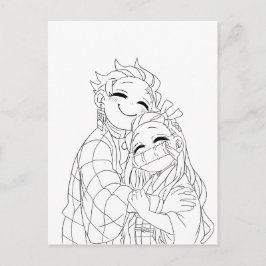 Tanjiro and Nezuko hug シーズンポストカード