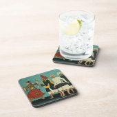 Tanjore、タミル語、3人のミュージシャンおよびダンサー コースター (右側)