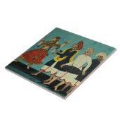 Tanjore、タミル語、3人のミュージシャンおよびダンサー タイル (側面)