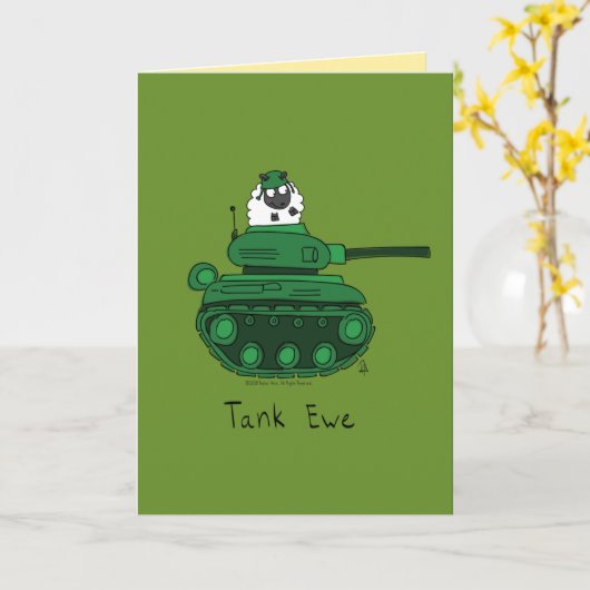 Tank Ewe - Tank おもしろい You Sheep Greeting Card カード (黄色い花)