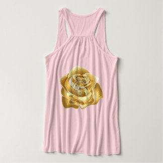 tanktop met gouden bloemen en logo タンクトップ