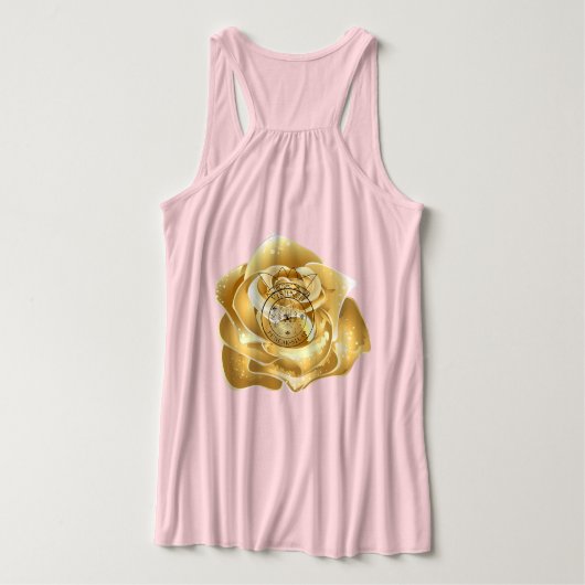 tanktop met gouden bloemen en logo タンクトップ (デザイン裏面)