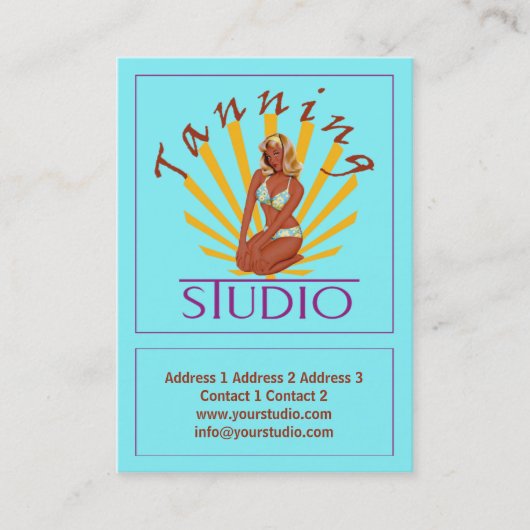 Tanning Studio – ビジネス、ロケーションカード 名刺 (正面)