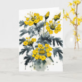 Tansy - Watercolor flowers カード (黄色い花)
