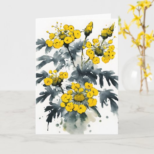 Tansy - Watercolor flowers カード (黄色い花)
