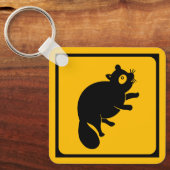 Tanuki Crossing! Japanese Road Sign キーホルダー (正面)