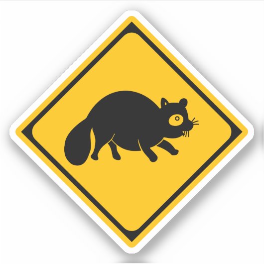 Tanuki Crossing! Japanese Road Sign シール (正面)