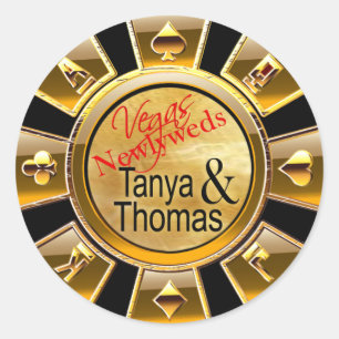 Tanya & Thomas Las Vegas Casinoチップブラック/金ゴールド ラウンドシール