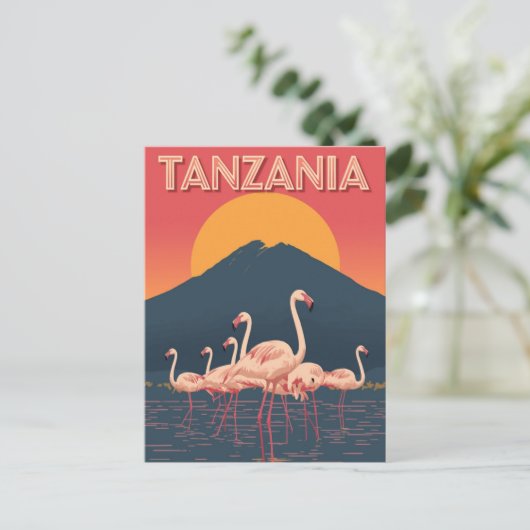Tanzania Flamingo Sunset ポストカード (スタンド正面)