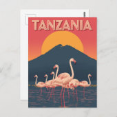 Tanzania Flamingo Sunset ポストカード (正面/裏面)
