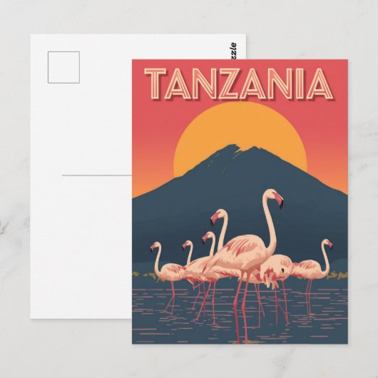 Tanzania Flamingo Sunset ポストカード (正面/裏面)