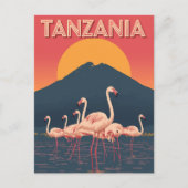 Tanzania Flamingo Sunset ポストカード (正面)