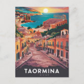 Taormina、シチリアのスタイリスト水の色絵を描の ポストカード (正面)