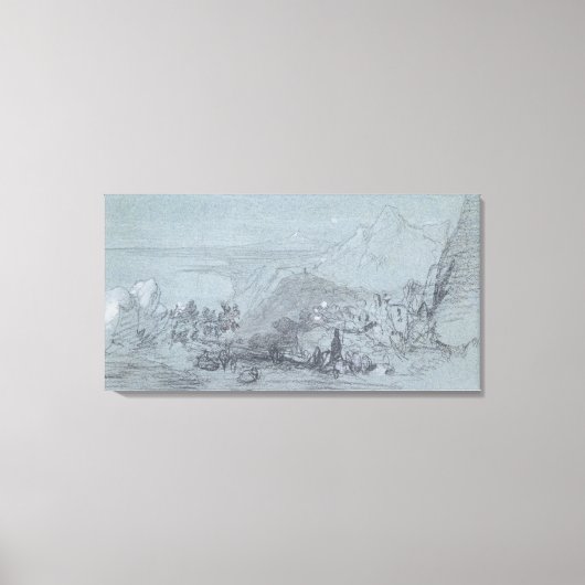 Taormina、'シチリアの景色' （チョーク&ゴーアッシュ）から キャンバスプリント (正面)