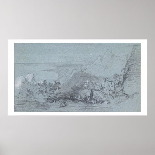 Taormina、'シチリアの景色' （チョーク&ゴーアッシュ）から ポスター (正面)